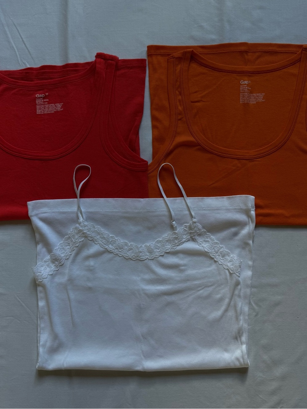 GAP Capsule Basics Bundle | Lace-Trim Cami & Fine Ribbed Tanks - Size Medium